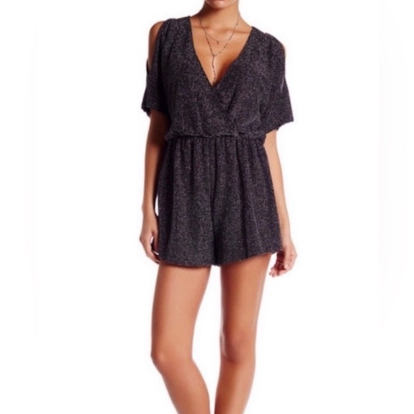 ASTR Black and Silver Sparkle Romper - Picture 3 of 7